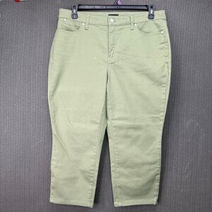 Talbots Slim Ankle Jean Curvy Olive Green Size 14P Women's Stretch Cotton Blend